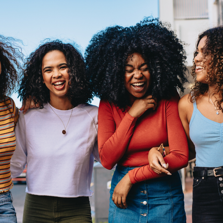 A group of friends that are happy black women